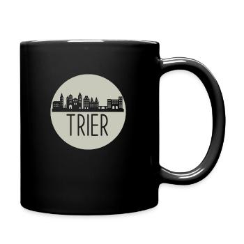 Trier, scherenschnitt, skyline, Kreis, beige - Tasse einfarbig - Schwarz - Rechts