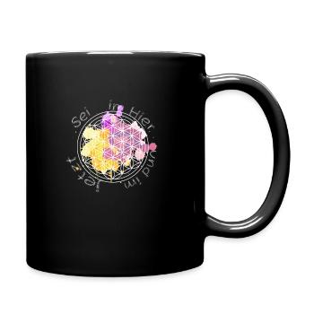 Blumen des Lebens Heilige Geometrie - Tasse einfarbig - Schwarz - Rechts