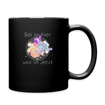 Blumen des Lebens Heilige Geometrie - Tasse einfarbig - Schwarz - Rechts