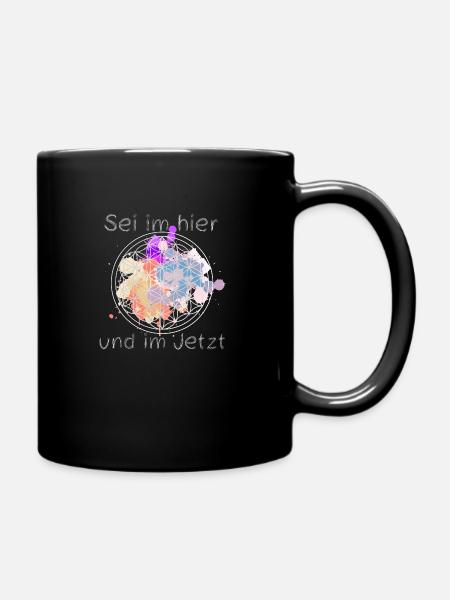 Blumen des Lebens Heilige Geometrie - Tasse einfarbig - Schwarz