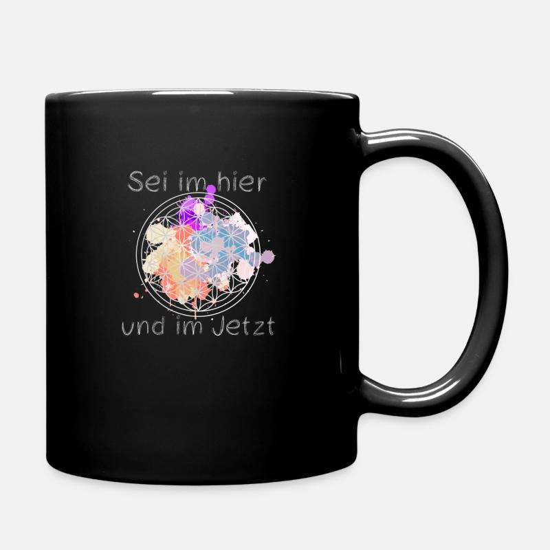 Blumen des Lebens Heilige Geometrie - Tasse einfarbig - Schwarz