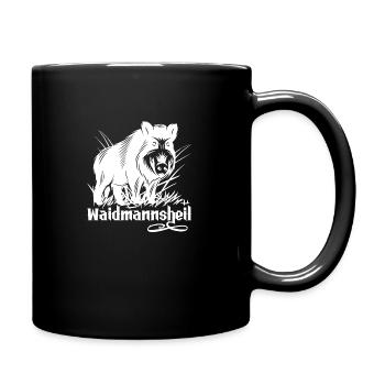 Waidmannsheil Geschenk Jagd Wildschwein Jägersmann - Tasse einfarbig - Schwarz - Rechts