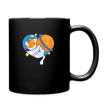 Die Katze im Universum - Tasse einfarbig - Schwarz - Rechts