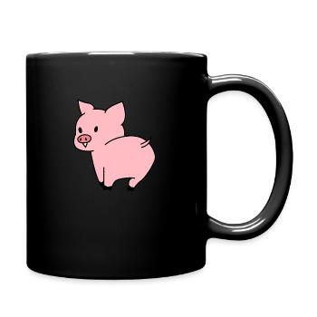 Cute Pig - Full Colour Mug - black - Right