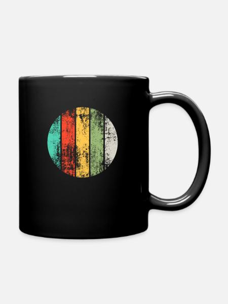 Retro Streifen Horizontal Kreis Vintage - Tasse einfarbig - Schwarz