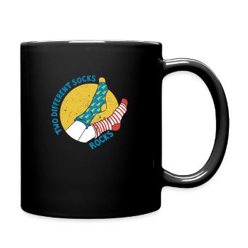 Lustige verschiedene Socken Felsen - Tasse einfarbig - Schwarz - Rechts