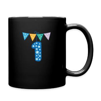 One Birthday Kids 1 Year Gift Nursery - Full Colour Mug - black - Right