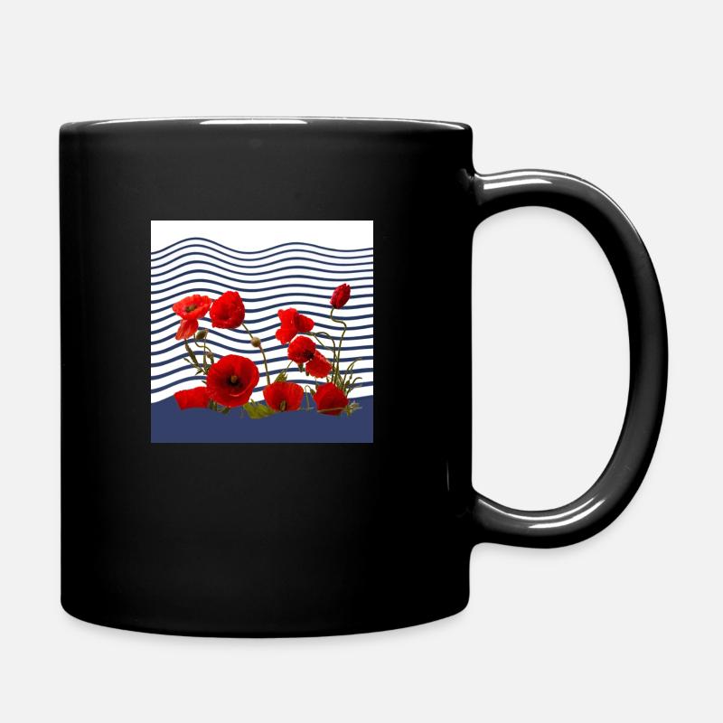 poppy and seaside sea wave - Full Colour Mug - black