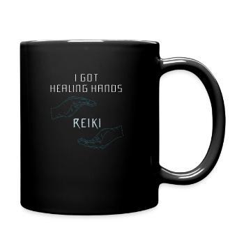 Heilende Hände | Reiki Therapie Esoterik Geschenke - Tasse einfarbig - Schwarz - Rechts