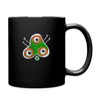 Green Three Eyed Germ Doodle - Full Colour Mug - black - Right