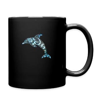 Dauphin aquarelle bleu de l’océan - Mug uni - noir - Droite