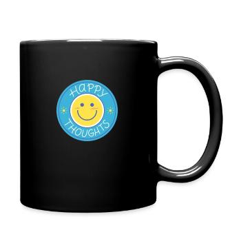 Glückliche Gedanken - Tasse einfarbig - Schwarz - Rechts