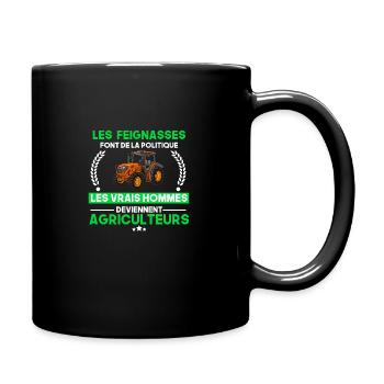 Les vrais hommes deviennent agriculteurs - Mug uni - noir - Droite