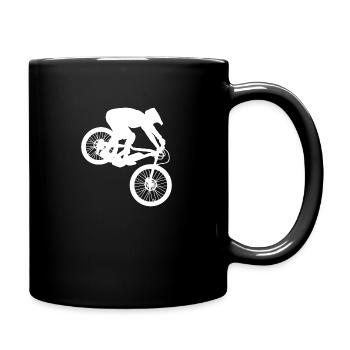 Downhill Mountain Bike, Cross Mountain Biker BMX MTB - Full Colour Mug - black - Right