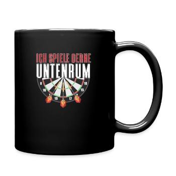 ich spiele gerne untenrum dart - Tasse einfarbig - Schwarz - Rechts