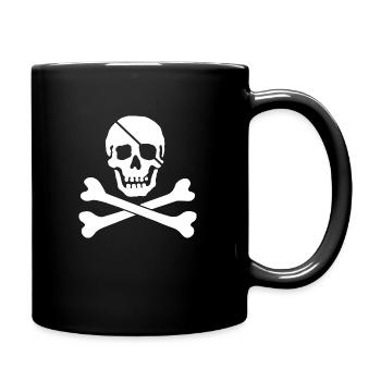 Jolly Roger Pirate Flag Schädel und Crossbones - Tasse einfarbig - Schwarz - Rechts