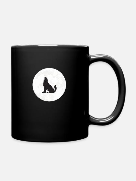 Loup lune loup lune pleine lune - Mug uni - noir