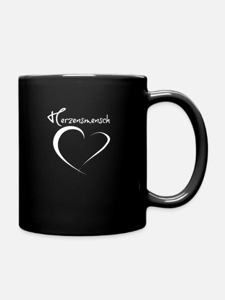 Herzensmensch - Tasse einfarbig - Schwarz