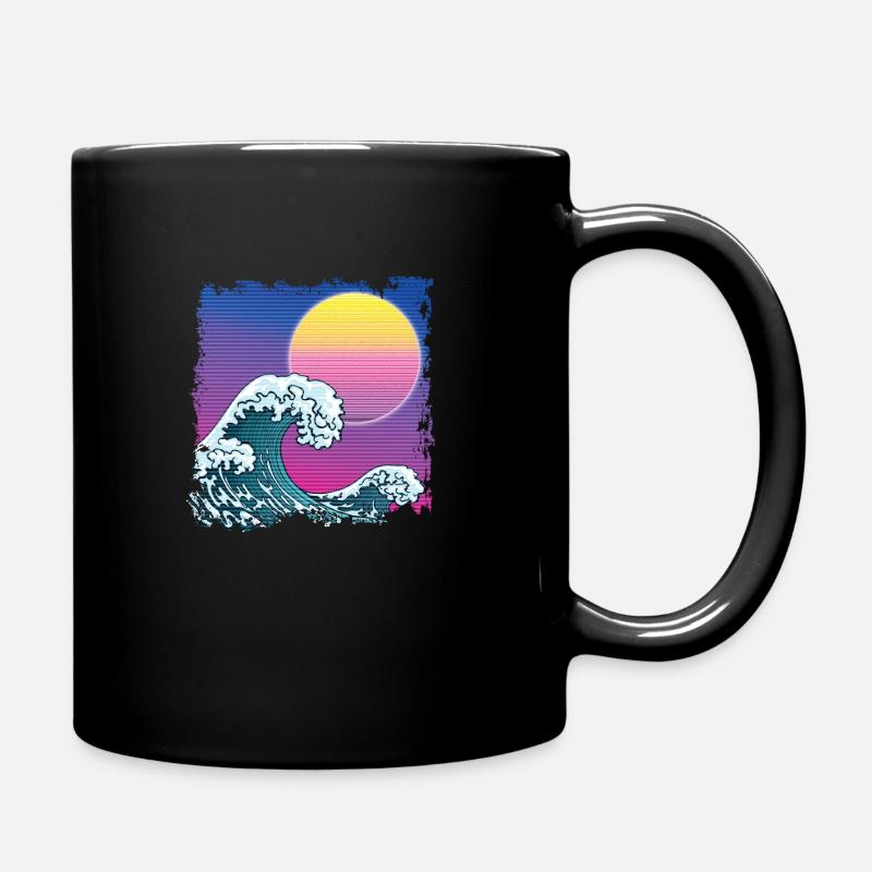 Synthwave Japan Welle - Tasse einfarbig - Schwarz