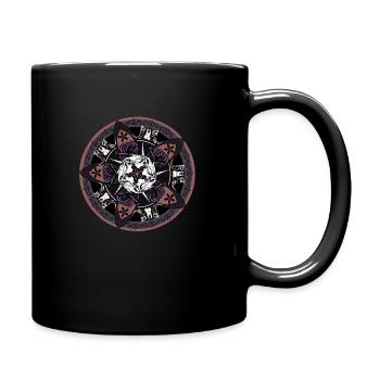 IVY Tinte Design: MANDALA Einhorn und Pink - Tasse einfarbig - Schwarz - Rechts