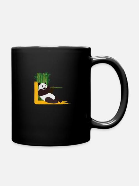 Panda with bamboo - Full Colour Mug - black