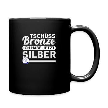 Schwimmer Schwimmprüfung Silber Geschenk - Tasse einfarbig - Schwarz - Rechts
