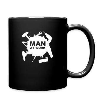 Man at work - for all workhorses and craftsmen - Full Colour Mug - black - Right