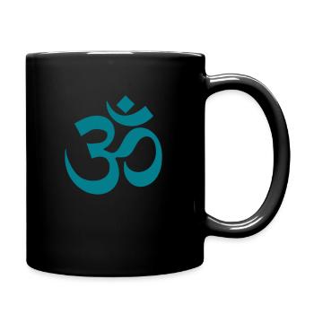 Om symbol for yoga and meditation blue turquoise green - Full Colour Mug - black - Right