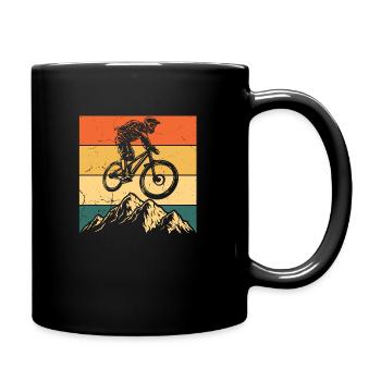 MTB Kleidung Kinder, Erwachsene MTB Geschenk Mount - Tasse einfarbig - Schwarz - Rechts