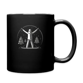 snowboarder snowboarding entre les arbres - Mug uni - noir - Droite