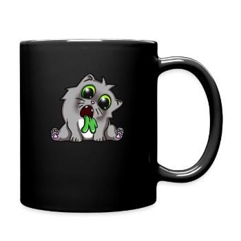 kotzende Mieze katze - Tasse einfarbig - Schwarz - Rechts