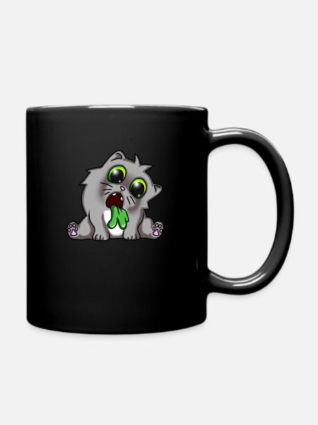 kotzende Mieze katze - Tasse einfarbig - Schwarz