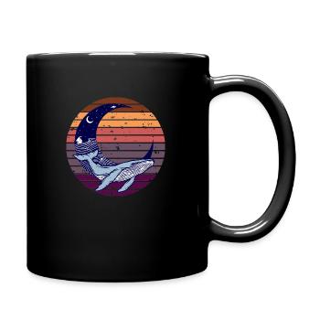 Wal mit Mond und Sterne, Umweltschutz, Wal - Tasse einfarbig - Schwarz - Rechts