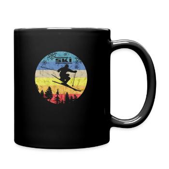 Vintage Skier Skiing Ski Holiday Alps - Full Colour Mug - black - Right