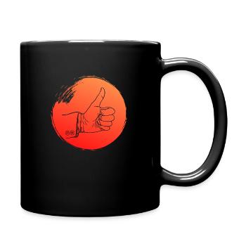 Daumen hoch - Tasse einfarbig - Schwarz - Rechts