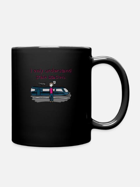 Spruch only understand train station Denglisch - Tasse einfarbig - Schwarz