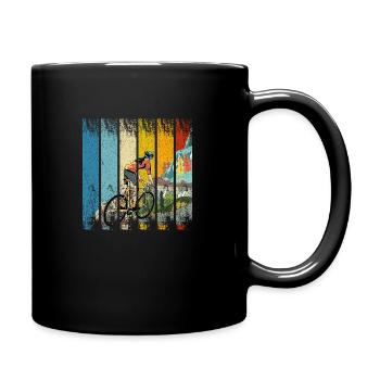 Retro Bike eine Radfahrerin Wanderfahrrad - Tasse einfarbig - Schwarz - Rechts