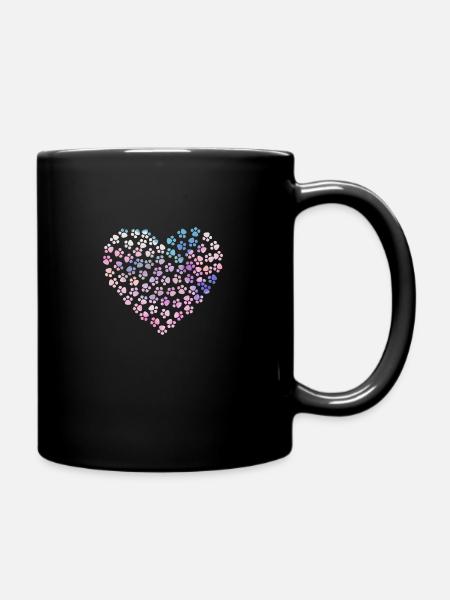 Pattes en forme de cœur - amour animal - Mug uni - noir