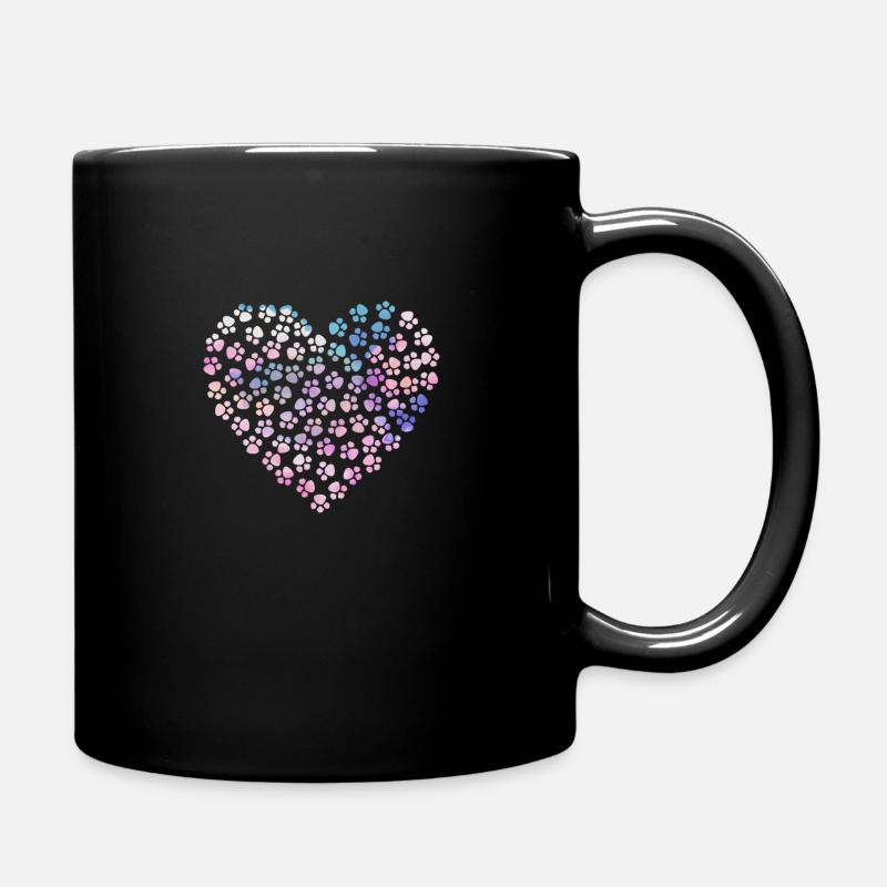 Pfoten in Herzform - Tierliebe - Tasse einfarbig - Schwarz