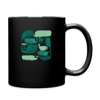 Wale im Meer - Tasse einfarbig - Schwarz - Rechts