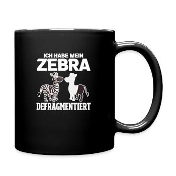 Zebra Defragmentiert Lustiges Informatiker Sprüche - Tasse einfarbig - Schwarz - Rechts