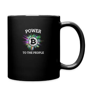 Bitcoin the people's currency. Power to the people - Full Colour Mug - black - Right