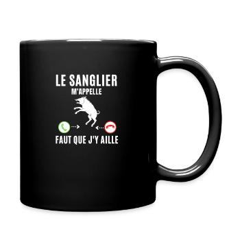 le sanglier m'appelle il faut que j'y aille - Mug uni - noir - Droite