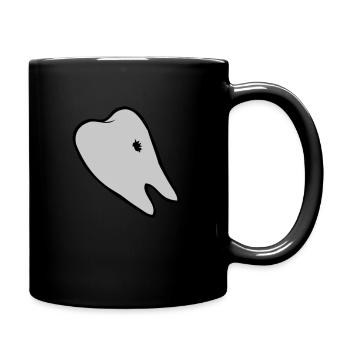 Karies Loch Zahn - Tasse einfarbig - Schwarz - Rechts