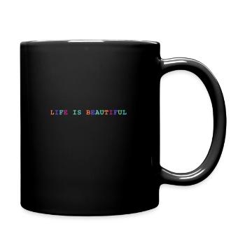 Life is beautiful. Retro Colorful Lettering - Full Colour Mug - black - Right