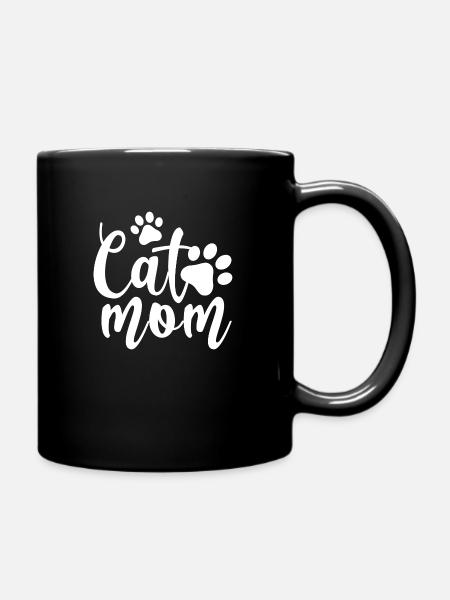 CAT MOM - Full Colour Mug - black
