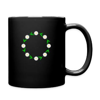 Flower wreath daisies - Full Colour Mug - black - Right