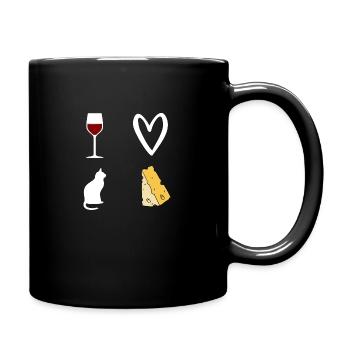 Femme Vin et Chat et Fromage - Mug uni - noir - Droite