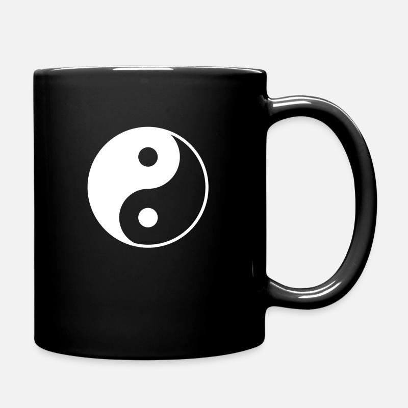 Yin Yang white transparent chakra yoga om duality - Full Colour Mug - black
