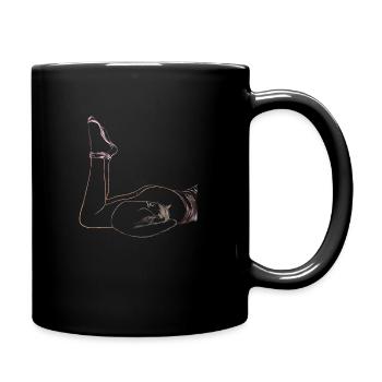 Zuhause süßes Zuhause, ich chille mit meiner Katze - Tasse einfarbig - Schwarz - Rechts
